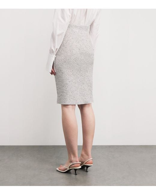 D.exterior Gray Sequinned Textured Midi Skirt