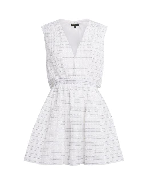 Maje White Crinkle Open-Back Mini Dress
