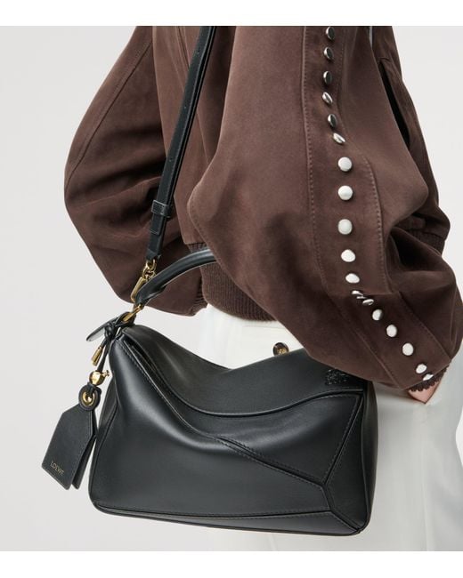 Loewe Black Small Leather Featherlight Puzzle Top-Handle Bag