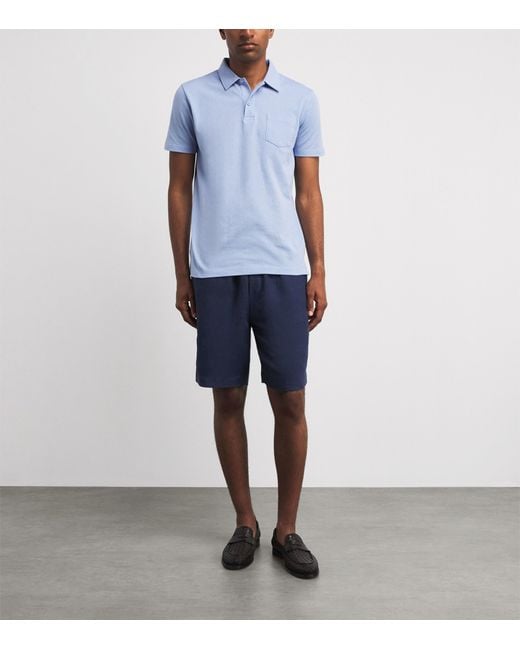 Sunspel Blue Linen Drawstring Shorts for men