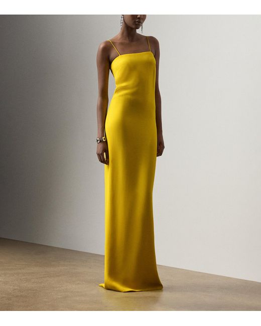 Ralph Lauren Yellow Silk Demetrius Maxi Dress