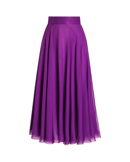 Dolce & Gabbana Purple Silk Chiffon Midi Skirt