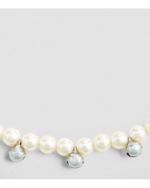 Simone Rocha White Faux Pearl Bell Necklace for men