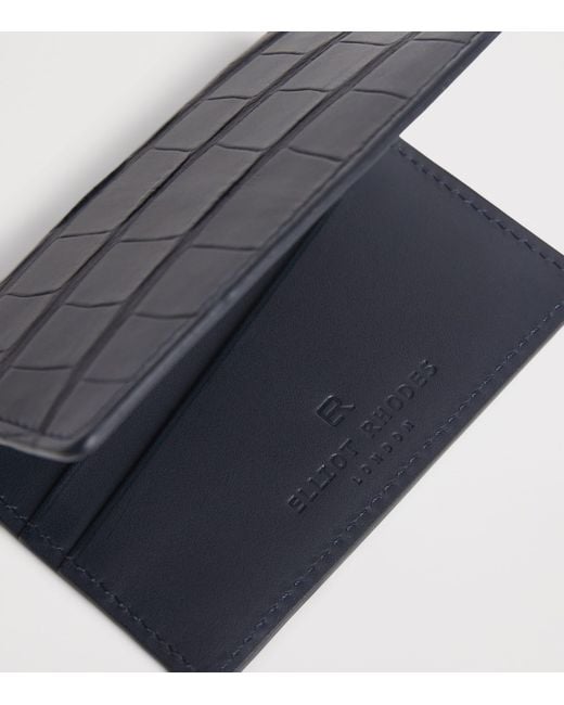 Elliot Rhodes Blue Crocodile Leather Card Holder for men