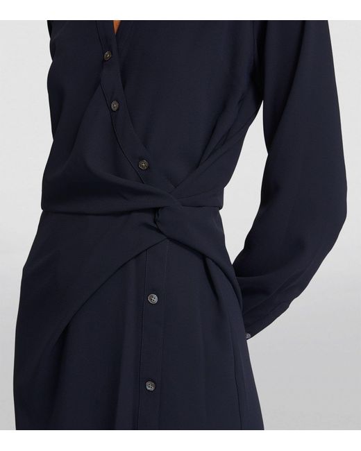 Veronica Beard Blue Buttoned Wright Midi Dress