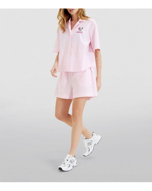 Chinti & Parker Pink Cotton Striped Snoopy Pyjamas