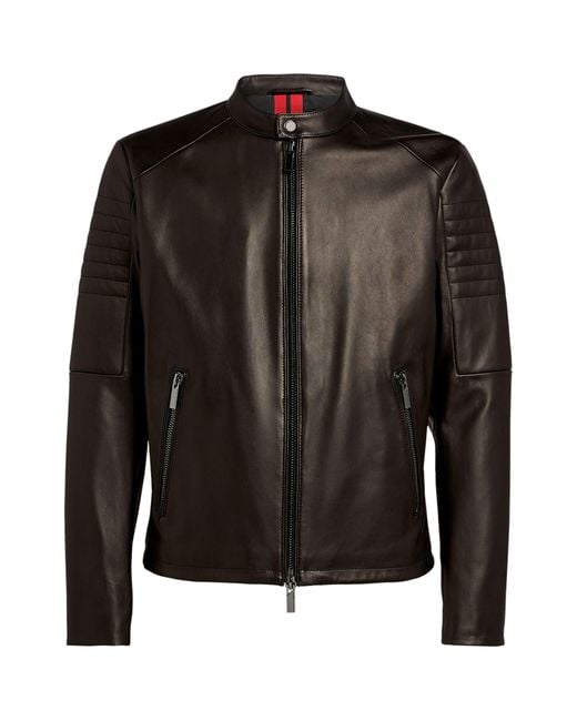 BOSS by Hugo Boss Black + Porsche Leather Biker Jacket for men