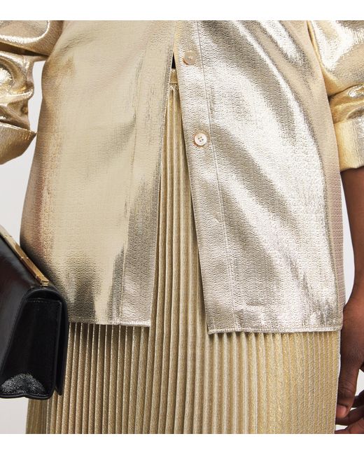 Joseph Natural Silk-Blend Lamé Capri Blouse