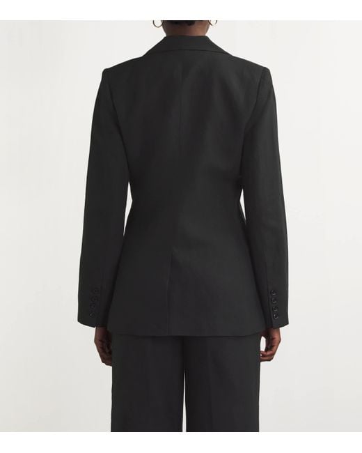 7 For All Mankind Black Linen-Blend Oversized Blazer