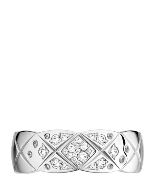 Chanel Gray Small White Gold And Diamond Coco Crush Ring