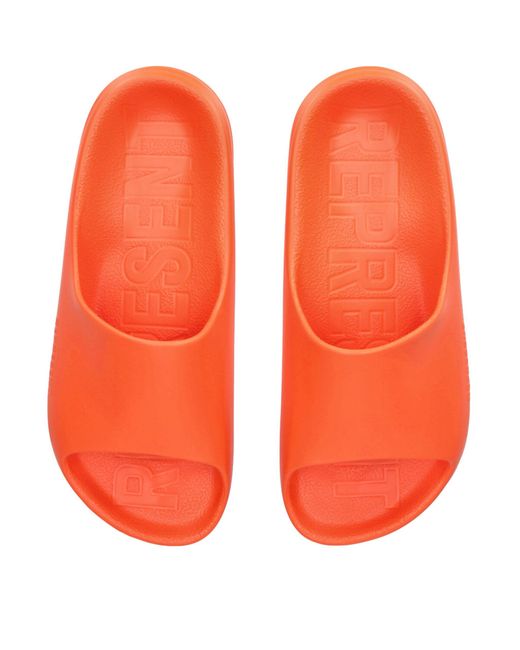 Represent Orange Logo-embossed Slides for men