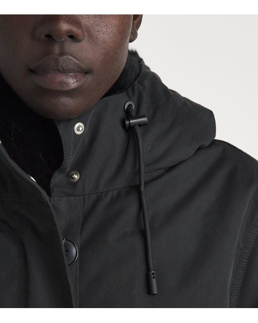 Yves Salomon Black Down Fur-Trim Technical Parka Coat