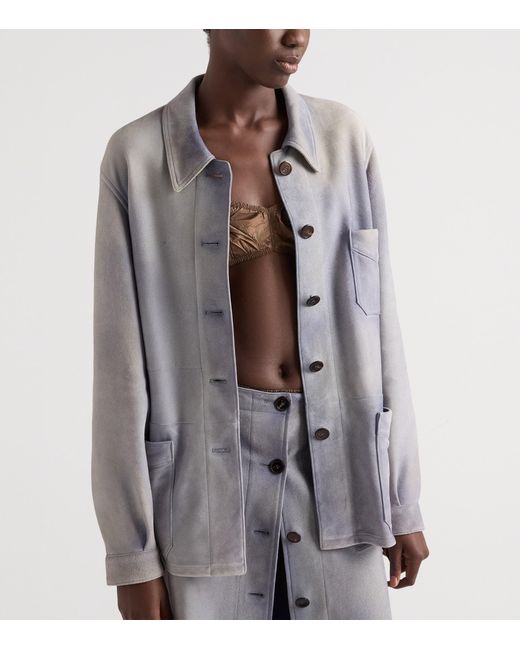 Prada Blue Suede Single-Breasted Jacket