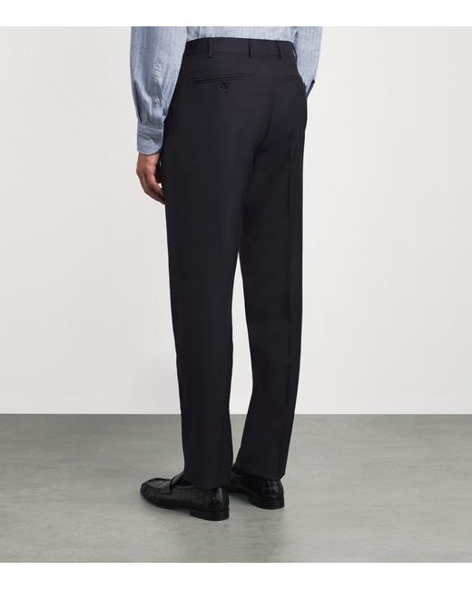 Canali Blue Wool Straight Trousers for men