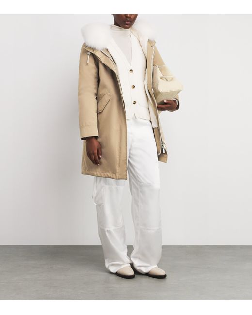 Yves Salomon Natural Fox-Rabbit Blended-Cotton Parka