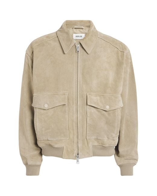 Agolde Natural Suede Emil Bomber Jacket for men