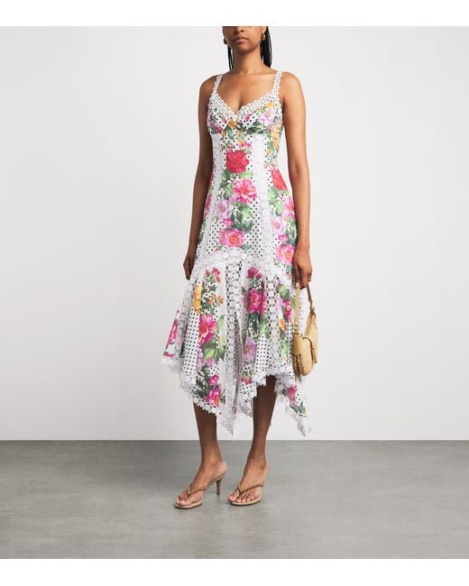 Charo Ruiz White Floral Rosario Midi Dress