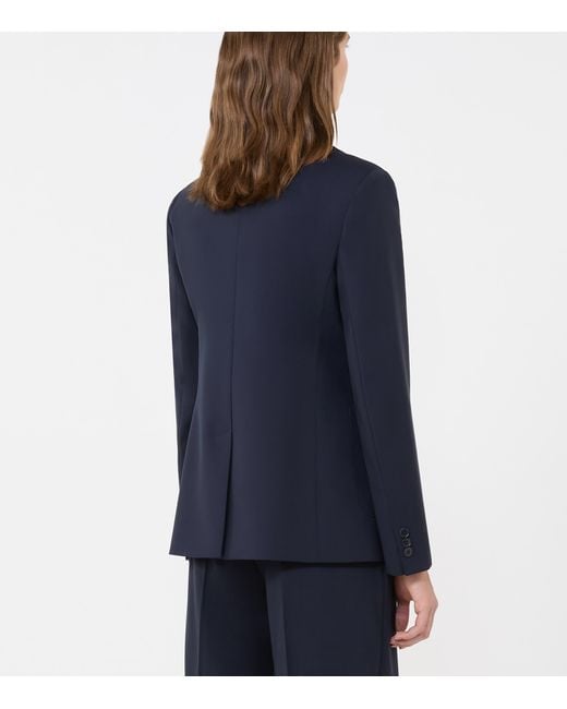 Weekend by Maxmara Blue Virgin Wool Double-Breasted Blazer