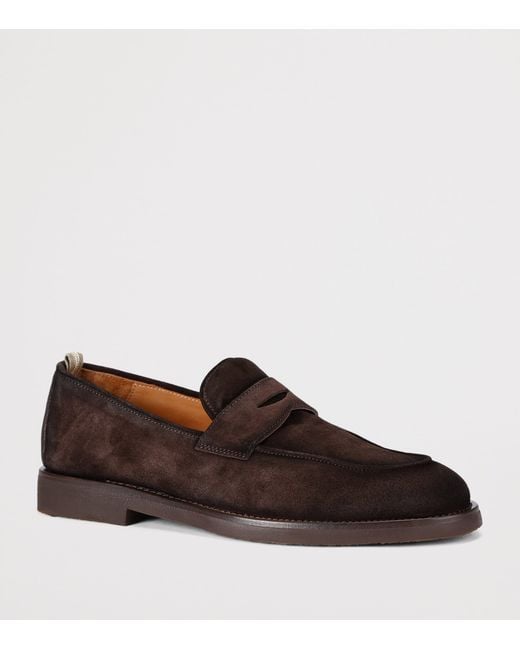 Officine Creative Brown Suede Opera Flex Loafers for men