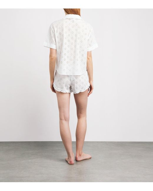 Polo Ralph Lauren White Cotton Eyelet Short Pyjama Set