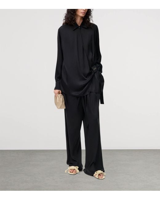 Loewe Black Silk Draped Shirt