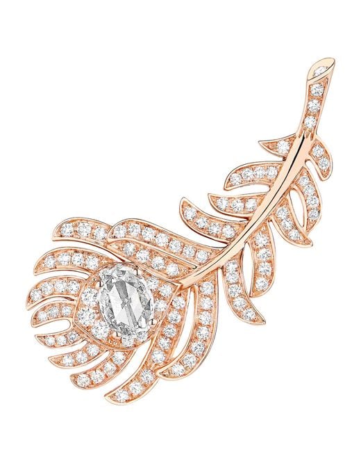 Boucheron Metallic Small Rose Plume Da Paon Ear Clips