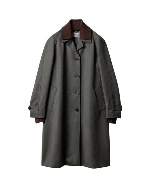 Miu Miu Black Wool Contrast-Collar Coat