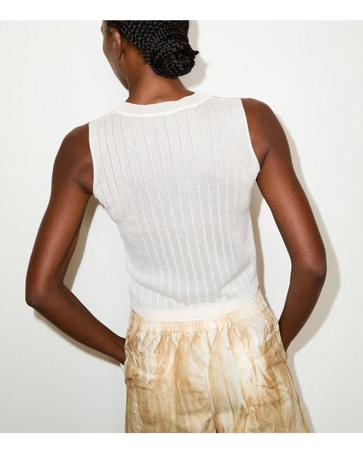 MAX&Co. White Ribbed Sleeveless Top
