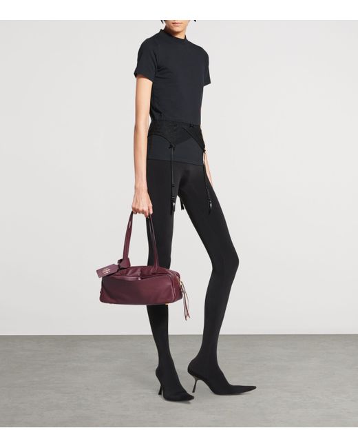 Balenciaga Purple Small Leather Carrie Bowling Top-Handle Bag