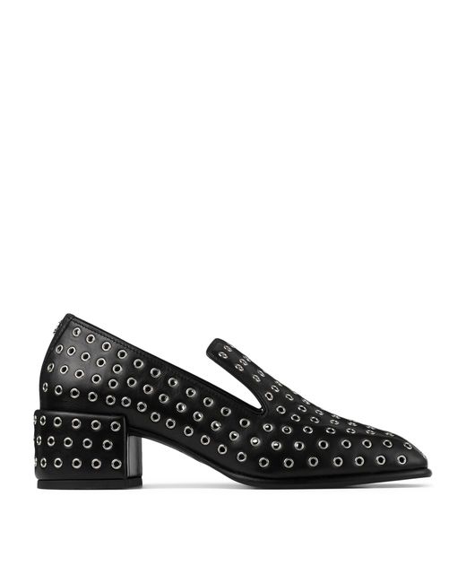 Jimmy Choo Black Eliot 45 Nappa Heeled Loafers