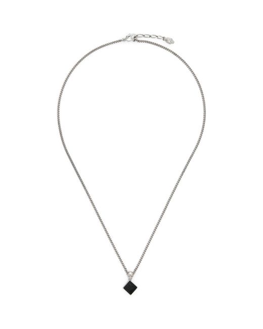 McQueen Metallic Embellished Twin Skull Necklace for men