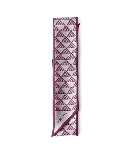 Prada Purple Silk Triangle Print Skinny Scarf