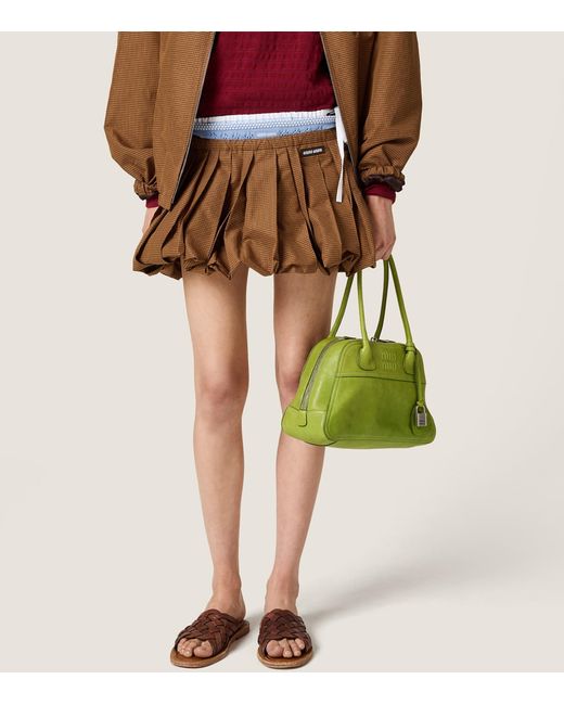 Miu Miu Green Large Nappa Leather Vivant Top-Handle Bag