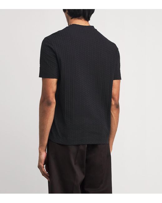 Emporio Armani Black Cotton Embossed T-Shirt for men