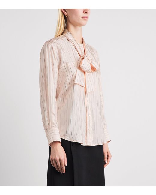 Sandro White Pussybow Stripe Shirt