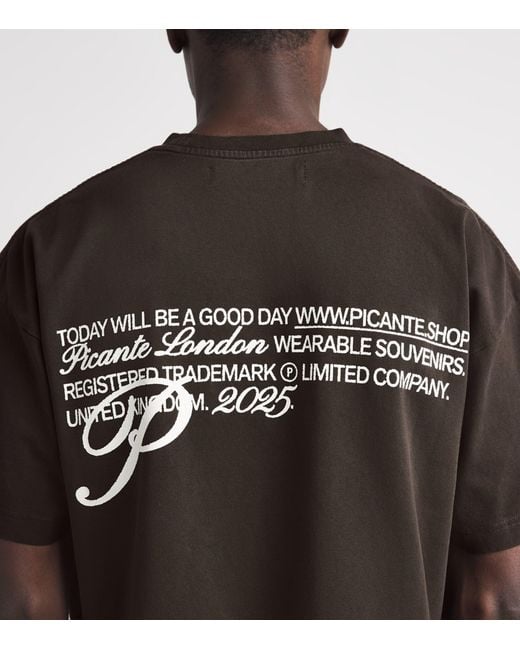 Picante Black Organic Cotton Gallery Logo T-Shirt for men