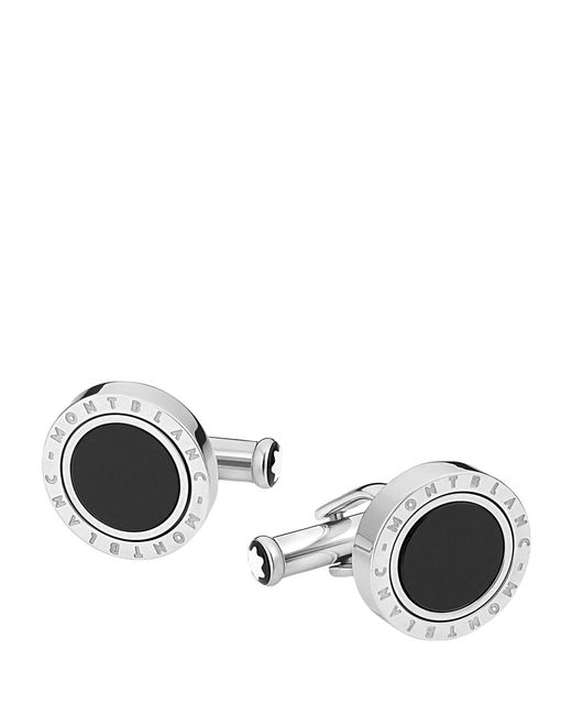 Montblanc Metallic Stainless Steel Engraved Cufflinks for men