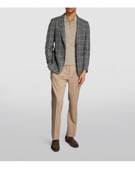 Dunhill Gray Wool Checked Mayfair Blazer for men