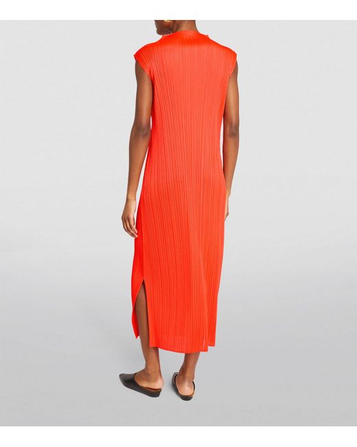 Pleats Please Issey Miyake Red Monthly Colors April Maxi Dress