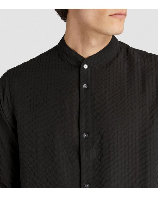 Emporio Armani Black Collarless Textured Shirt for men