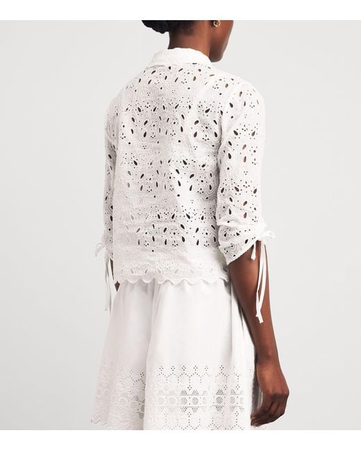 FRAME White The Paisley Eyelet Cinch Sleeve Shirt