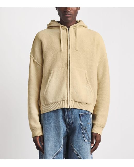Picante Natural Knitted Reverse-Seam Senna Zip-Up Hoodie for men