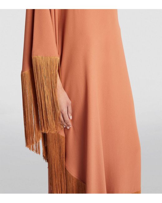 ‎Taller Marmo Orange Fringed Spritz Maxi Dress