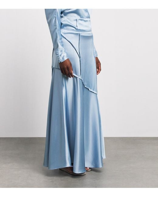Ganni Blue Satin Maxi Skirt