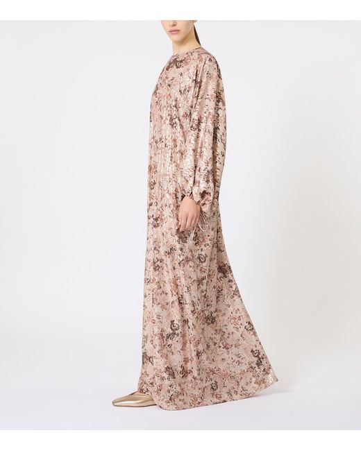 Max Mara Natural Metallic Silk Maxi Dress