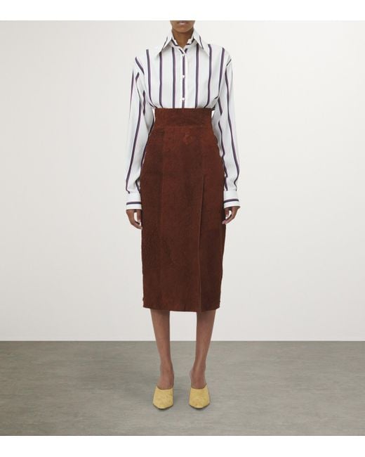 Alexander McQueen Brown Brushed Suede Midi Skirt