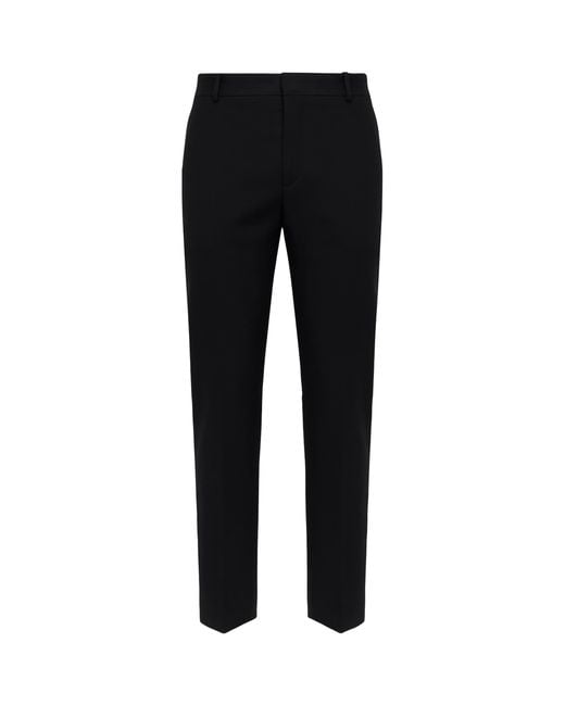 McQueen Black Wool Cigarette Trousers for men