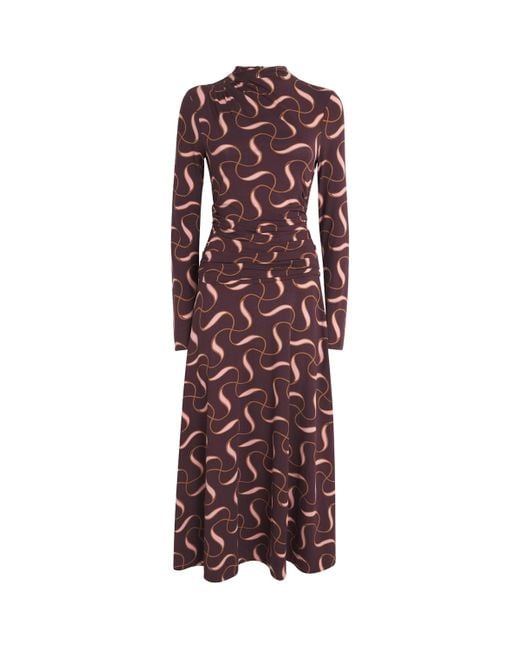 ME+EM Red Jersey Ribbon Print Midi Dress