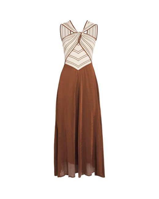Zimmermann Brown Halterneck Hypnotic Midi Dress