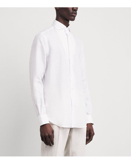 Pal Zileri White Linen Jacquard Shirt for men